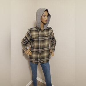 Old Navy Plaid Utility Shirt with Hood